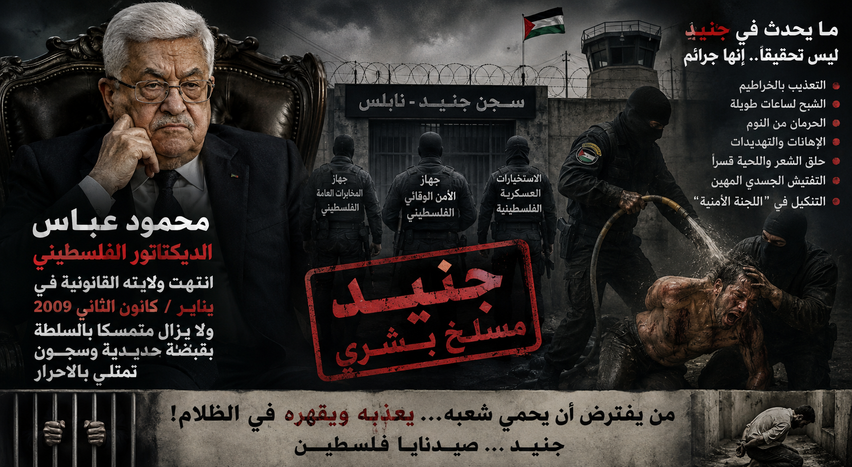 جنيد.. صيدنايا فلسطين: المسلخ البشري الذي تديره أجهزة السلطة العباسية في قلب نابلس